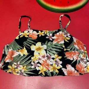 Hawaiian Flower Self Tie Crop Top